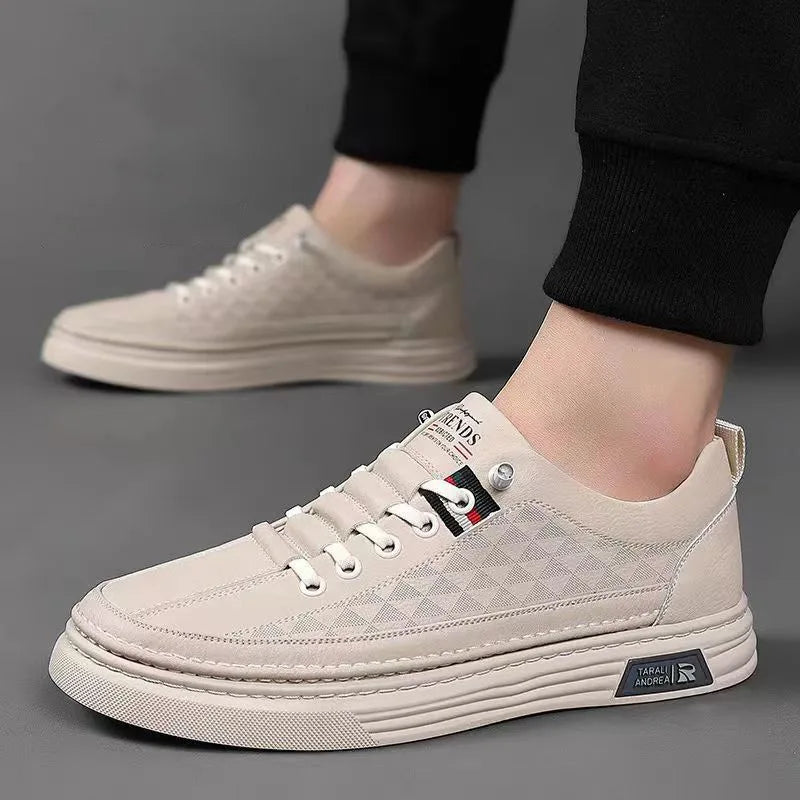 High Quality Men Leather Shoes Summer Comfortable Sneakers Fashion Designer Men Shoes Soft Leather Versatile Skateboard Shoes