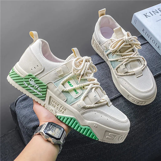 Men Skateboarding Shoes Canvas Thick Bottom Platform Shoes Comfortable Breathable Vulcanized Shoes Casual Sneakers Student Shoe