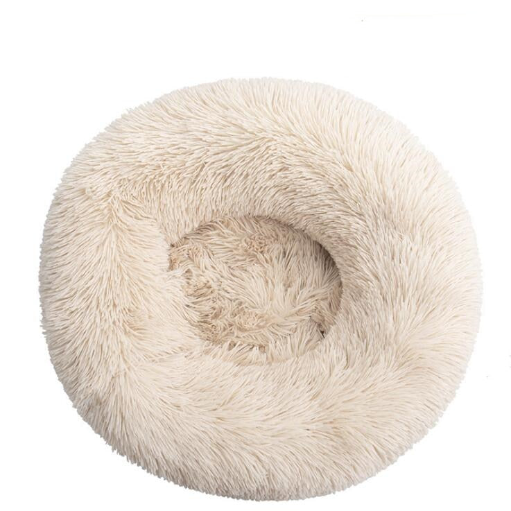 Lit rond en peluche doux pour animal de compagnie chat et chien, panier en fourrure, pour la maison, couchage douceur des animaux, pour petits chiots et chatons, parfait en hiver Warm White, 30CM