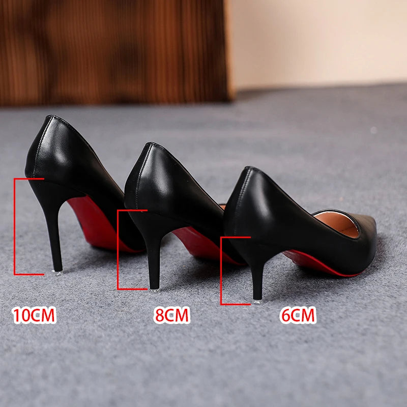 Classic Black Stiletto Heels Pumps Women Spring Patent Leather Office Shoes Woman Plus Size Toe High Heels Shoes