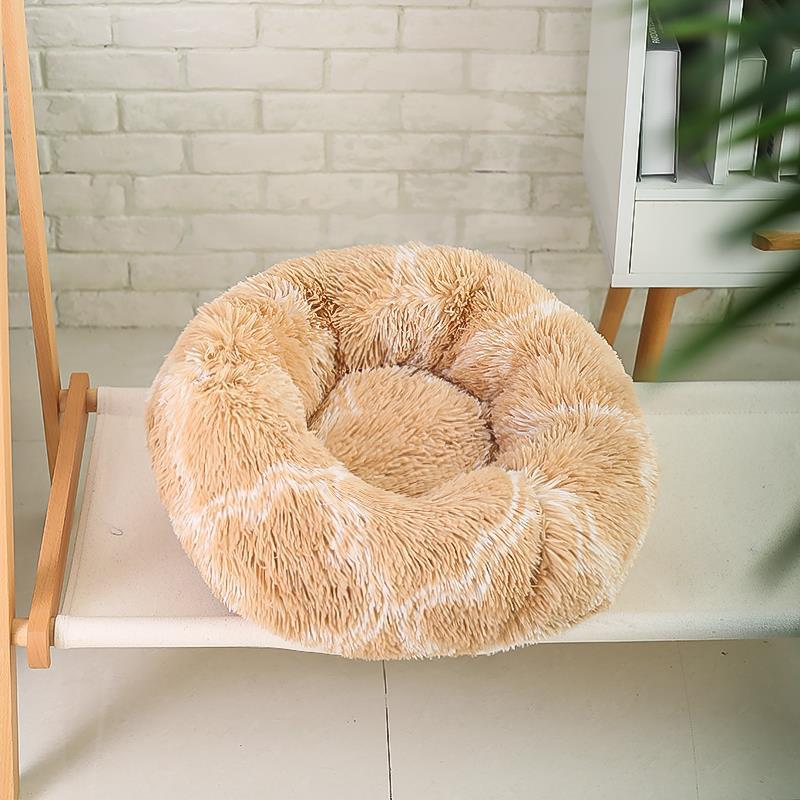 Dog Bed Super Soft Washable Long Plush Pet Kennel Deep Sleep Dog House Velvet Mats Sofa For Dog Basket Pet Cat Bed Drop shipping Light brown, 40CM