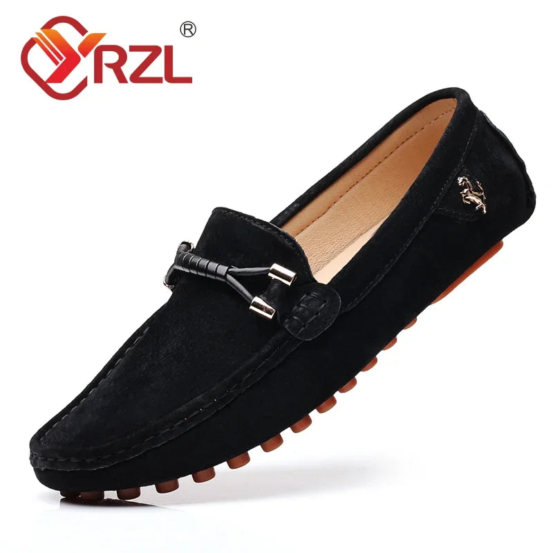 Loafers Men Big Size 48 Soft Driving Moccasins High Quality Flats Genuine Leather Shoes Men Slip-on Suede Loafers for Men