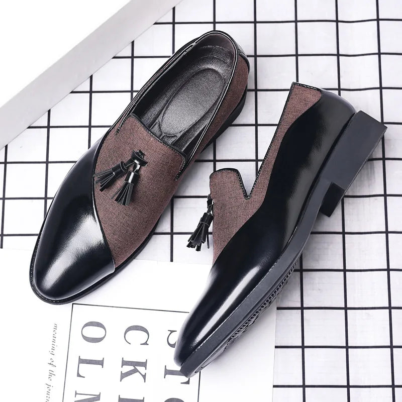 Men Dress Shoes New Casual Leather Shoes Men Business Dress Leather Shoes Trend Versatile  Loafers  Pointed Toe Slip-On