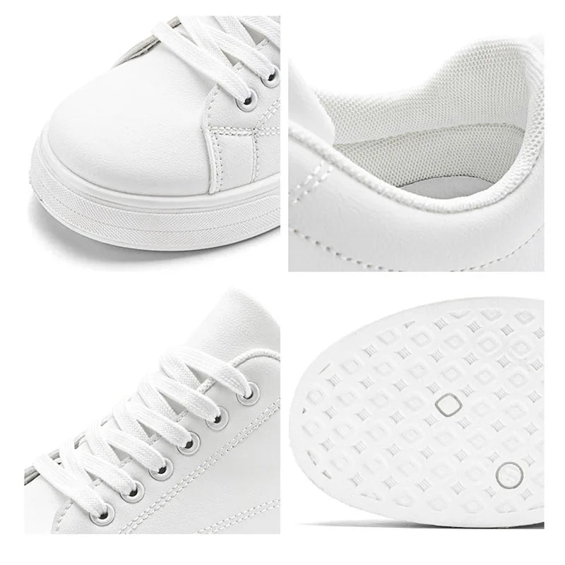 Solid Color White Black Shoes for Men Fashion Artificial PU Casual Board Shoes Trendy Student Footwear