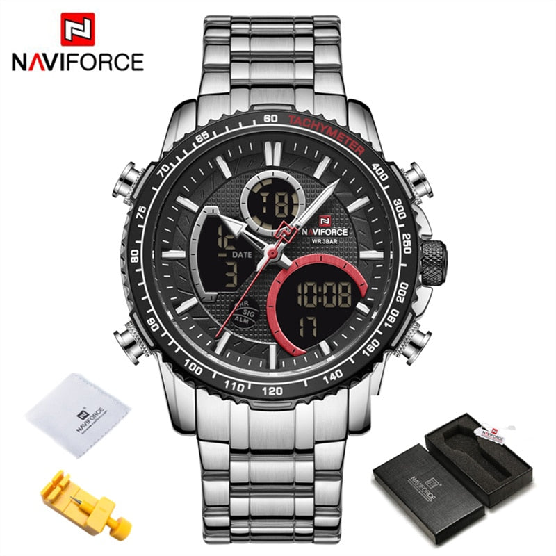 Men Watch Luxury Brand Sport Watch For Men Chronograph Quartz Wristwatch Military Waterproof Steel Band Clock SB BOX