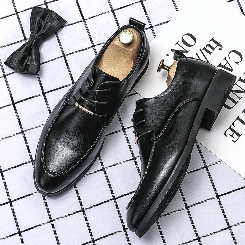 Men White British Style Oxford Lace-up Dress Shoes Male Gentleman Split Leather Wedding Shoes Male Fashion Footwear Flats Mens