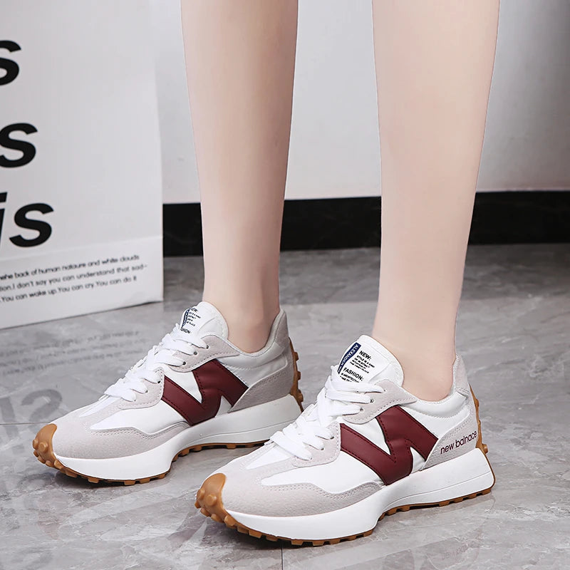 Fashion breathable lace-up sneakers women thick sole walking designer shoes new style ladies casual sneakers summer shoes