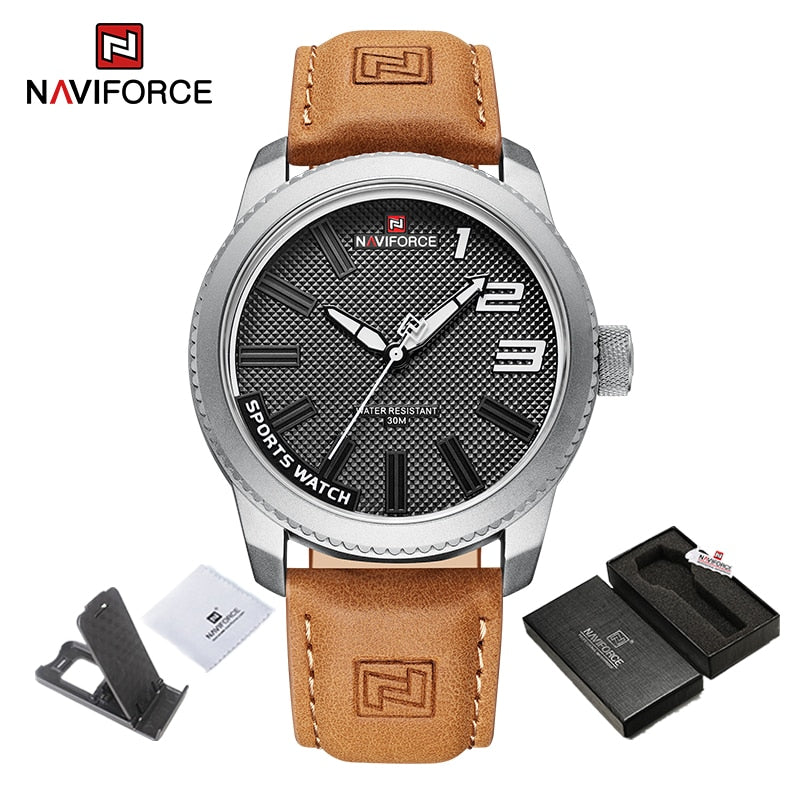 New Male Wristwatch Military Sports Shockproof Waterproof Leather Watch Men Fashion Casual Clock Relogio Masculino SWLBN-BOX