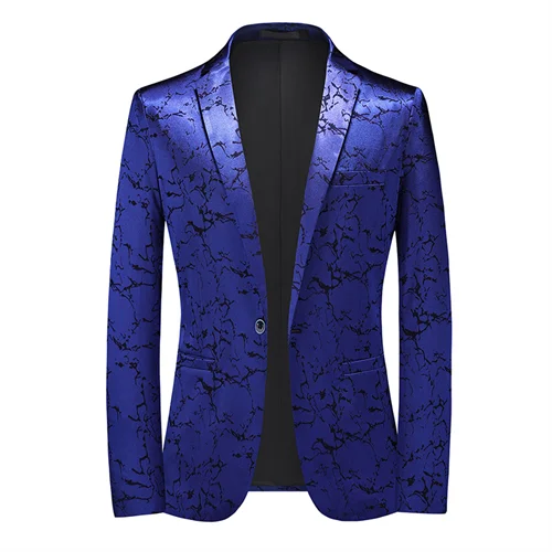 New Men Business Social Summer Single breasted Thin Dress Jacquard Blazers Blue, Asian L (Eur XS), CHINA