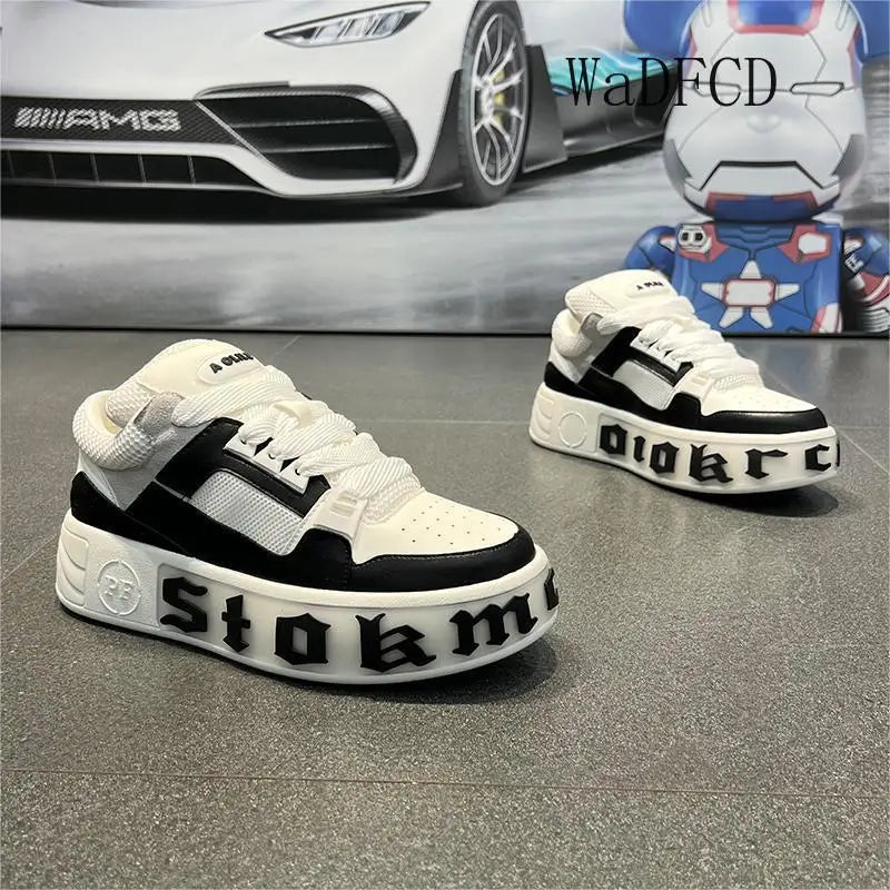 Sneakers Casual Men Designer White Shoes Fashion Microfiber Leather Fabric Breathable Height Increased Flat Platform Board Shoes