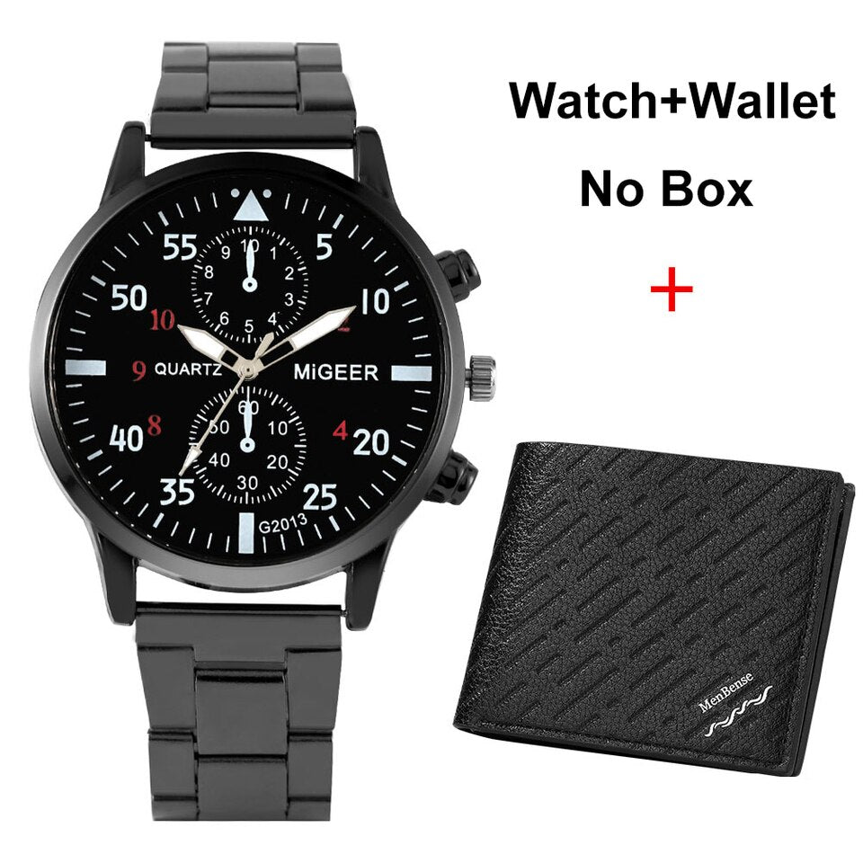 Watch and Wallet Gift Set for Men Top Brand Luxury Business Quartz Wristwatch Men Original Gifts Regalos Para Hombre