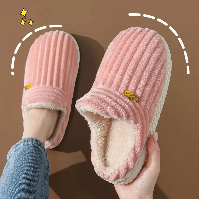 New Fur Slippers For Women Men Winter Furry Fashion Warm Ankles Plush Cozy Slides For Home Indoor Soft Sole Cotton Shoes