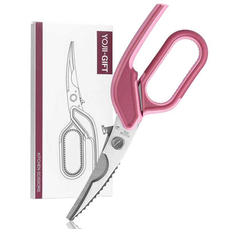 Multifunctional Kitchen Scissors Chicken Bone Kitchen Shears Raptor Meat Cutter Stainless Steel Fish Scissors Scale Cook Scissor Pink