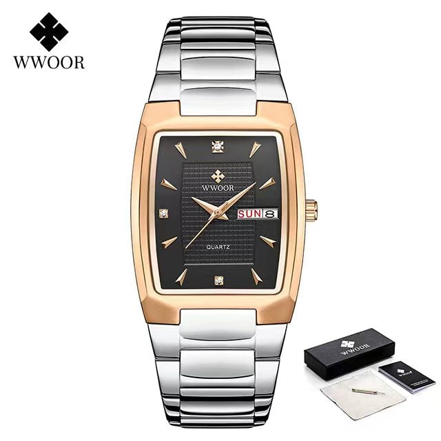 Men's Wristwatch  WWOOR Brand Luxury Quartz Watch Waterproof Business Male Date Clock Casual Fashion Black Relogio Masculino