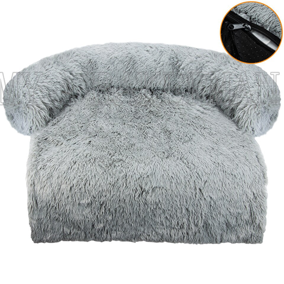 S-XXL  Pet Dog Bed Sofa For Dog Pet Calming Bed Warm Nest Washable Soft Furniture Protector Mat Cat Blanket Large Dogs Sofa Bed r-Grey-zip, S for 11IBS