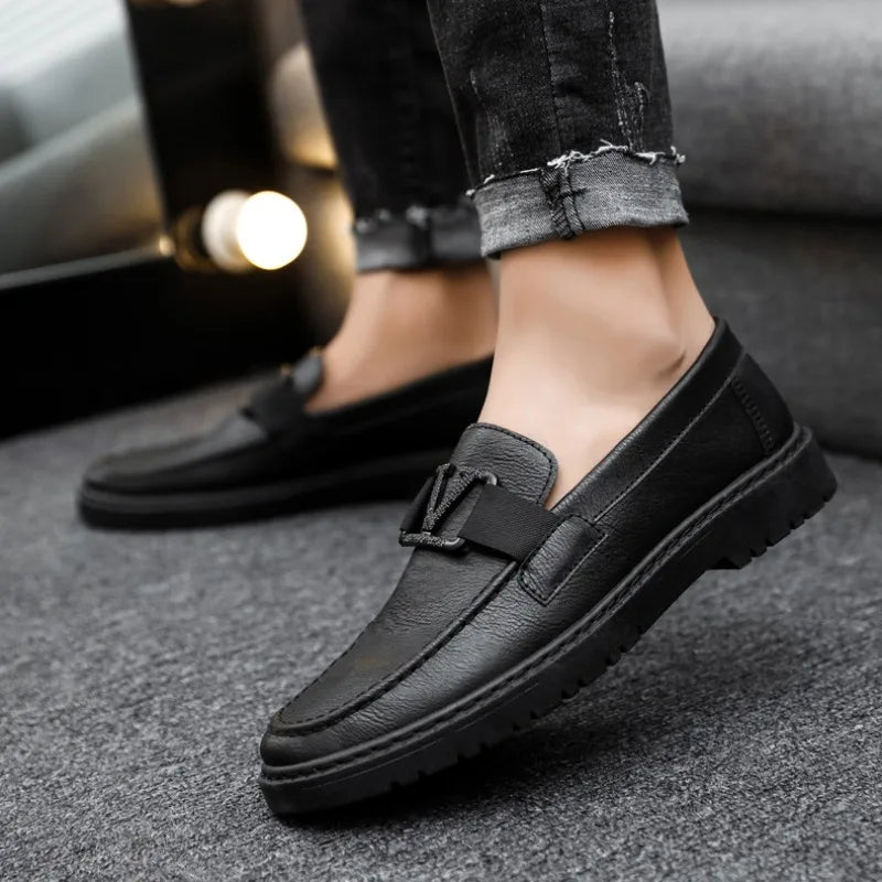 Leather Casual Shoes for Men British Lace-up Oxford Shoes Men's Classic Business Dress Shoes Men Loafers Zapatos Hombre