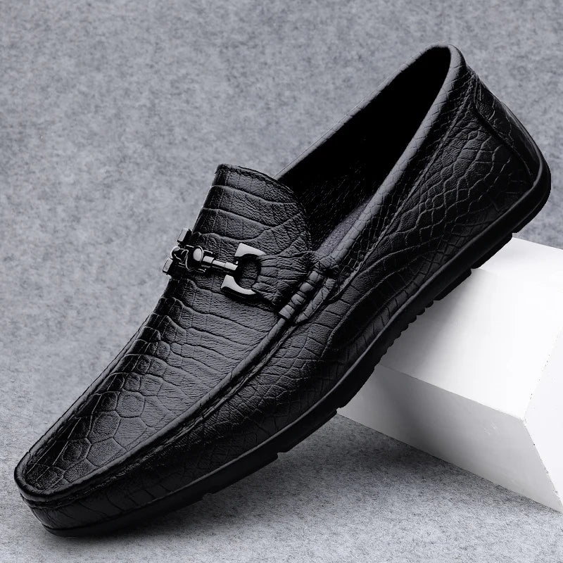 Spring Luxury Brand Loafers Shoes Men Classic Genuine Leather Mens Slip-On Driving Shoes Pattern Casual Moccasins Office Shoes