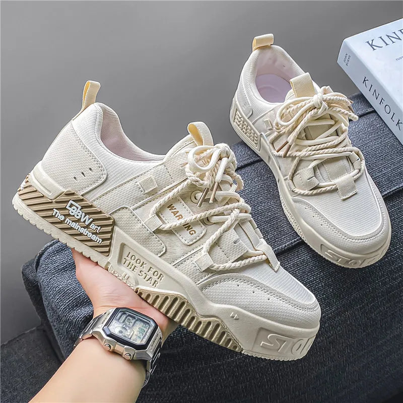 Men Skateboarding Shoes Canvas Thick Bottom Platform Shoes Comfortable Breathable Vulcanized Shoes Casual Sneakers Student Shoe