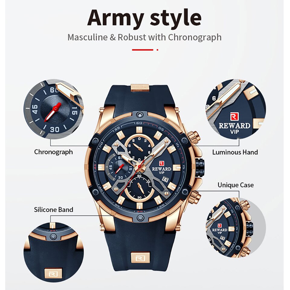 Men Watches Blue Waterproof Top Luxury Brand Chronograph Sport Watch Quartz For Men Wristwatch Military Male