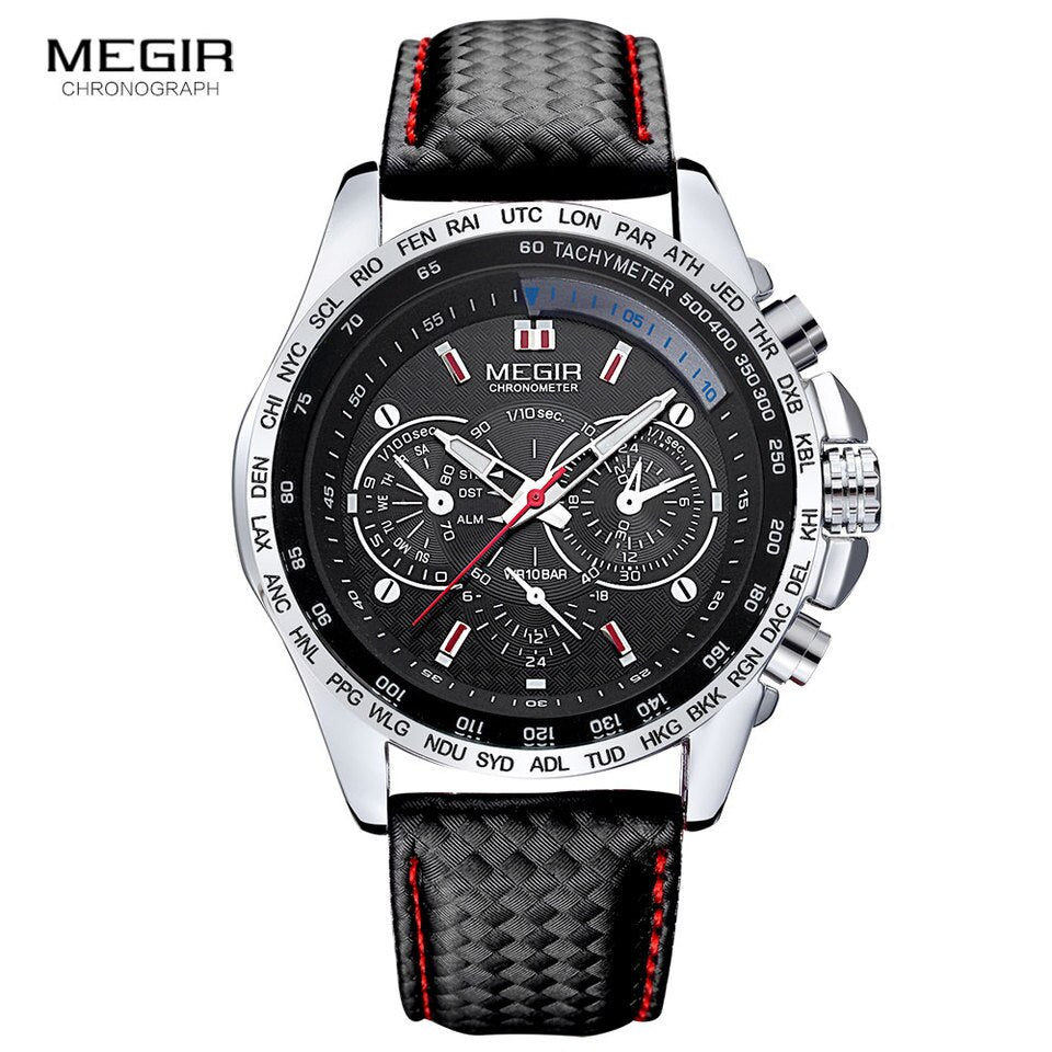 Man Quartz wristwatch brand waterproof leather watches for men casual black watch for male