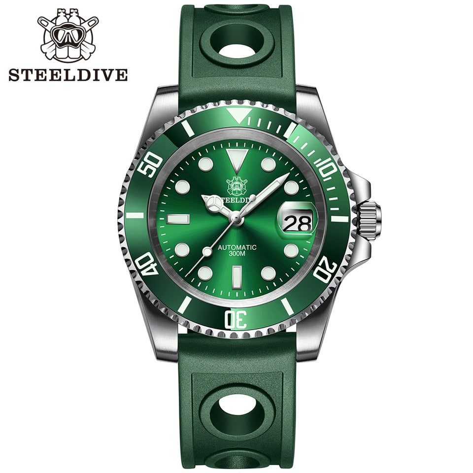 STEELDIVE SD1953 Black Dial Green Ceramic Bezel NH35 Automatic Watch 300M Waterproof Sapphire Glass Men Dive Watches