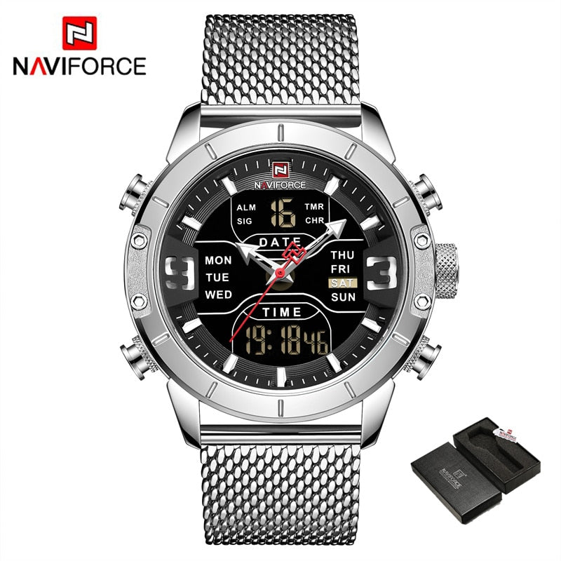 Men Watch Top Luxury Brand Men Military Sport Quartz Wrist Watches Stainless Steel LED Digital Clock Relogio Masculino