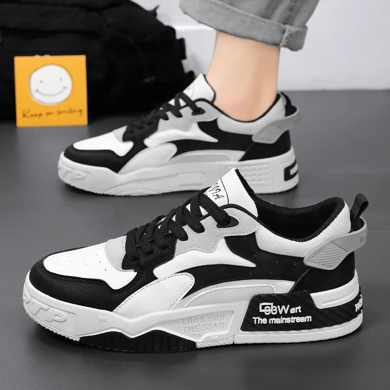 New Men's Sports Men's Comfortable Platform Shoes 2024 Fashion Lace Up Vulcanized Shoes White Casual Sneakers Zapatillas