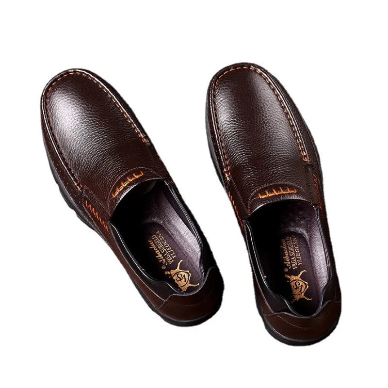 Leather Men Casual Shoes Soft Sole Comfortable Loafers for Men Fashionable Slip-on Driving Shoes Non-slip Business Shoe