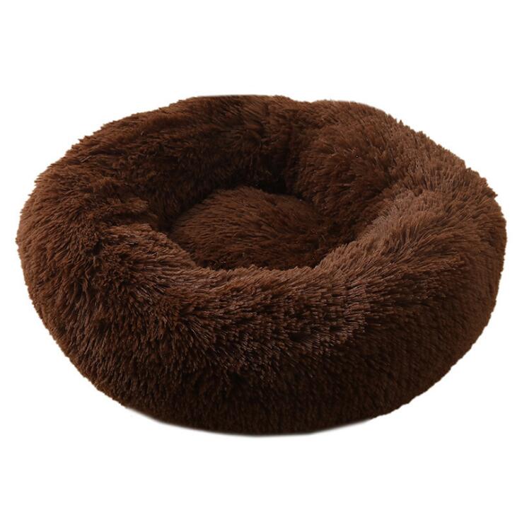 Lit rond en peluche doux pour animal de compagnie chat et chien, panier en fourrure, pour la maison, couchage douceur des animaux, pour petits chiots et chatons, parfait en hiver Coffee, 30CM