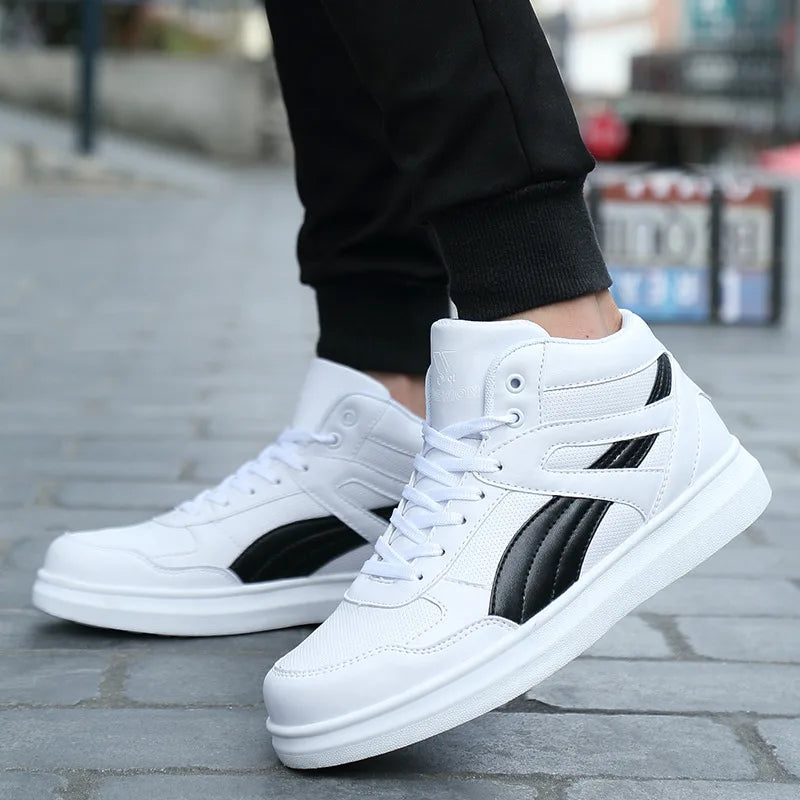 Trendy Brand Couples Skateboard Sneakers Leather High Top Mens White Casual Shoes Platform Anti-slip Male Casual Sneakers