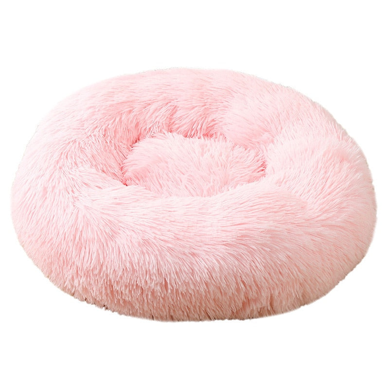 Lit rond en peluche doux pour animal de compagnie chat et chien, panier en fourrure, pour la maison, couchage douceur des animaux, pour petits chiots et chatons, parfait en hiver Light Pink, 30CM