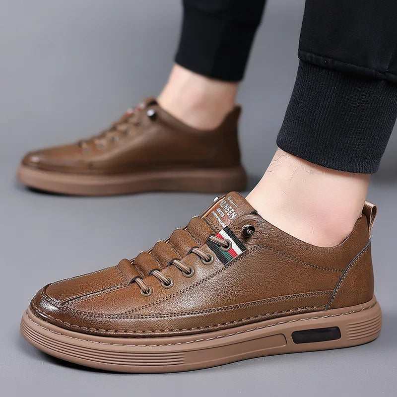 Men's shoes spring and autumn style versatile men's casual shoes board shoes leather soft sole breathable leather