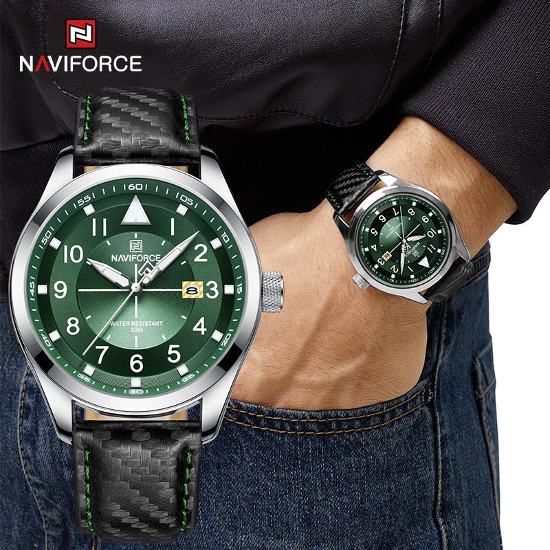 New Men Quartz Watches NAVIFORCE Business Luminous Waterproof Clock Leather Strap Wristwatches for Men Relogio Masculino