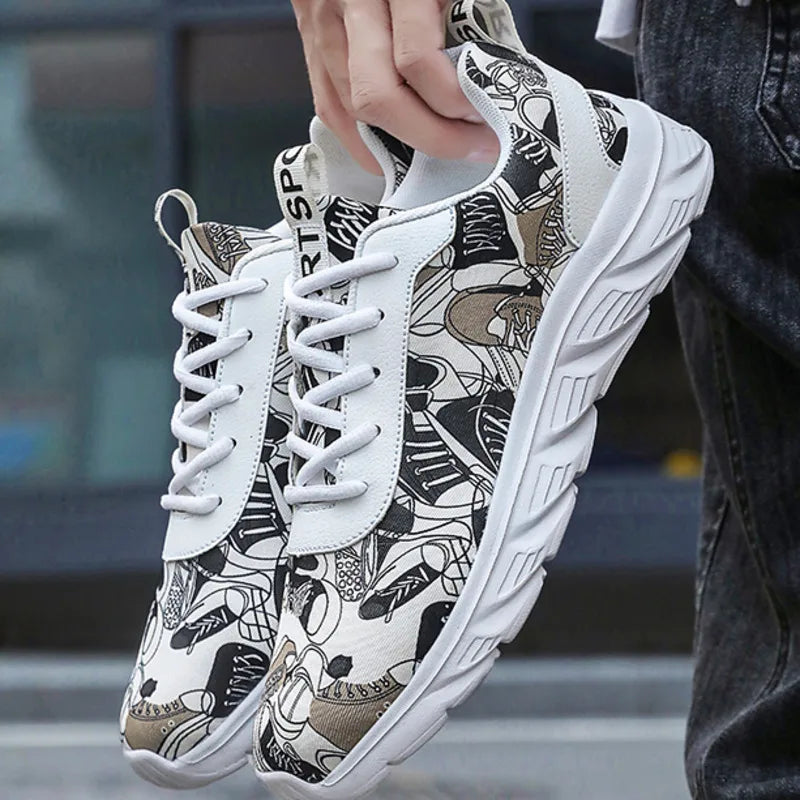 Man sneakers Graffiti Outdoor trendy shoes men's sneakers summer casual Male sneakers outdoor Plus size casual sneaker men shoes