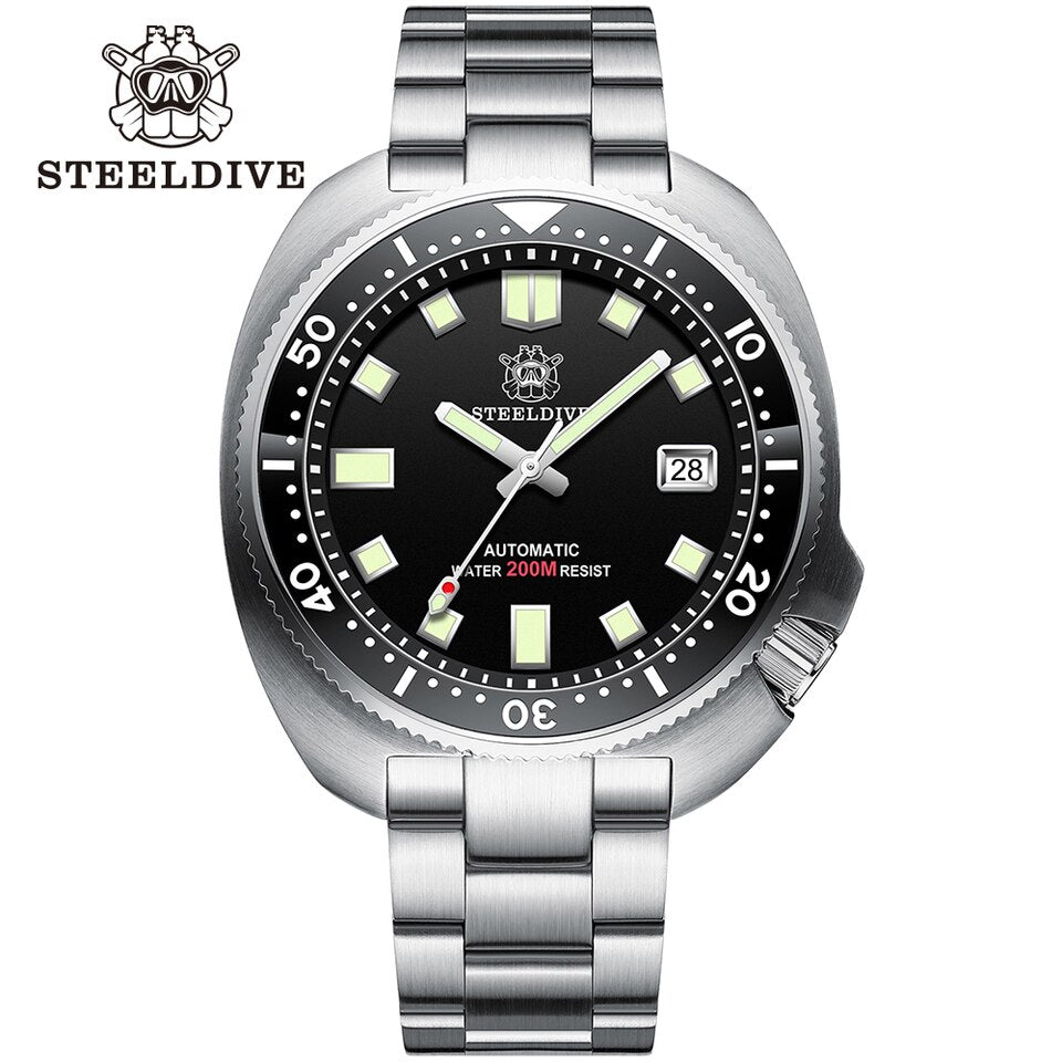 New Men SD1970 SteelDive Mechanical Watch Brand 44MM Men NH35 Dive Watch with Ceramic Bezel Watch