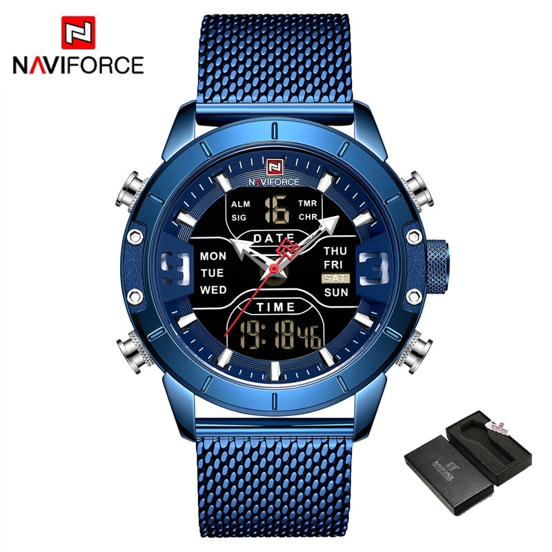 Men Watch Top Luxury Brand Men Military Sport Quartz Wrist Watches Stainless Steel LED Digital Clock Relogio Masculino