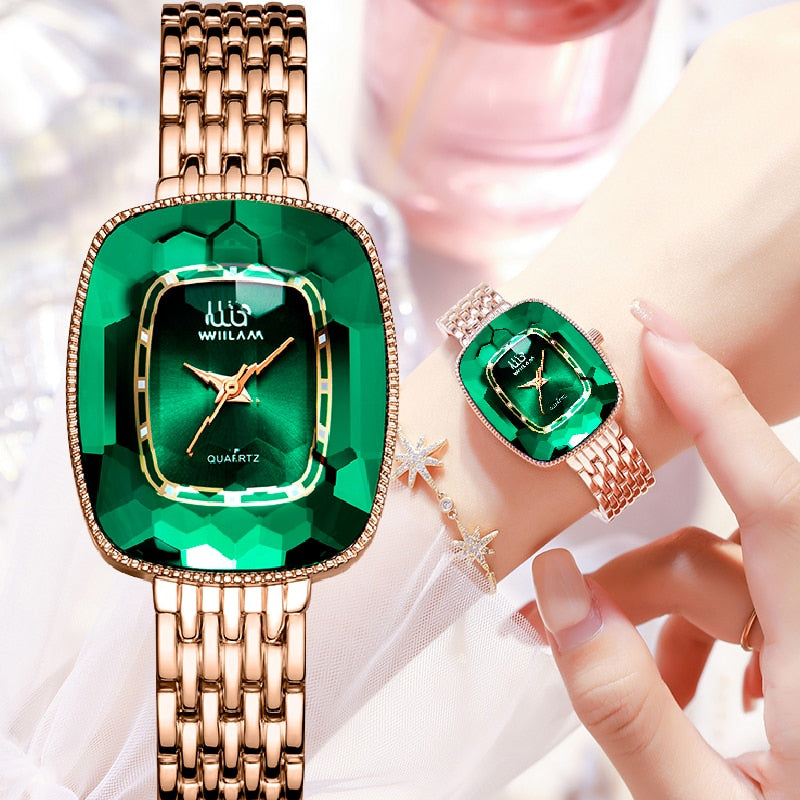 Green Diamond Style Luxury Women Quartz Watch Creative Unique Ladies Wrist Watch For Female Clock relogio feminino