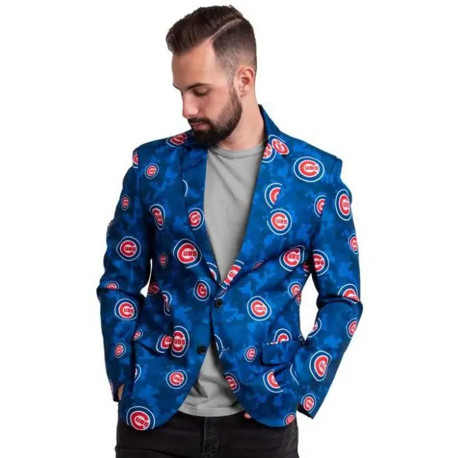 New Jacket for Men Party Blue Animal Print High Quality Blazers Blue Blazer, L