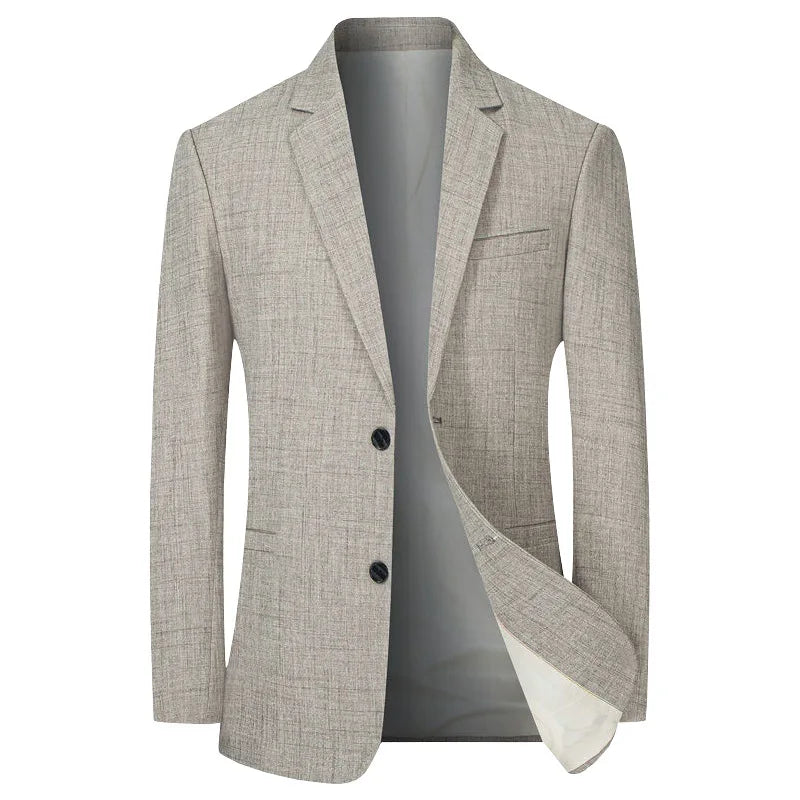 New Men Jacket Thin Blazers Spring Autumn Solid Business Casual Suit Jacket Men Clothing  Blazer Gray coffee, Asia 3XL 76-81kg