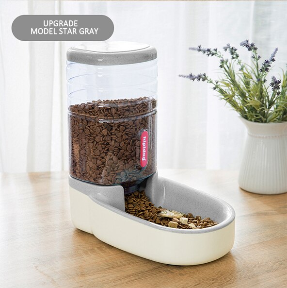 Automatic Dog Feeder Waterer Gravity Pet Food Dispensers Cat Water Dispenser Large Capacity Storage Container Food Water Bowl GREY Feeder