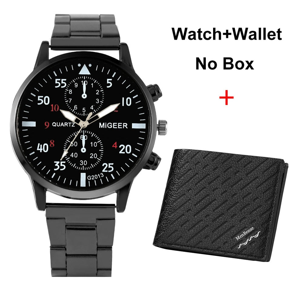 Watch and Wallet Gift Set for Men Top Brand Luxury Business Quartz Wristwatch Boyfriend Men Original Gifts Regalos Para Hombre