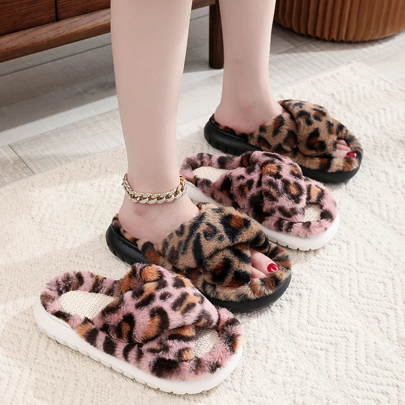 Autumn Winter New Women Home Slippers Open-Toe Cross Band Linen Soled Indoor Slides Linen Soled Non-Slip Bathroom Slippers