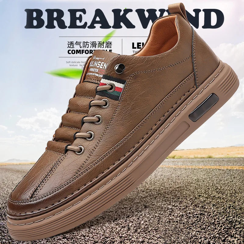 Men's shoes spring and autumn style versatile men's casual shoes board shoes leather soft sole breathable leather