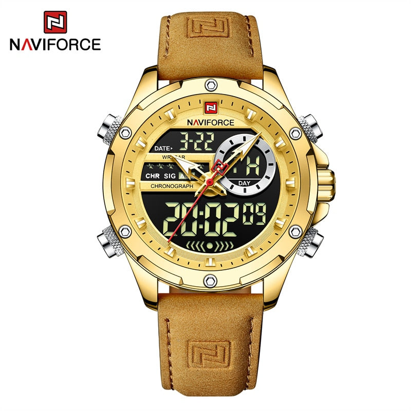 Luxury Brand Original Watches For Men Casual Sports Chronograph Alarm Quartz Wrist Watch Leather Waterproof Clock 9163