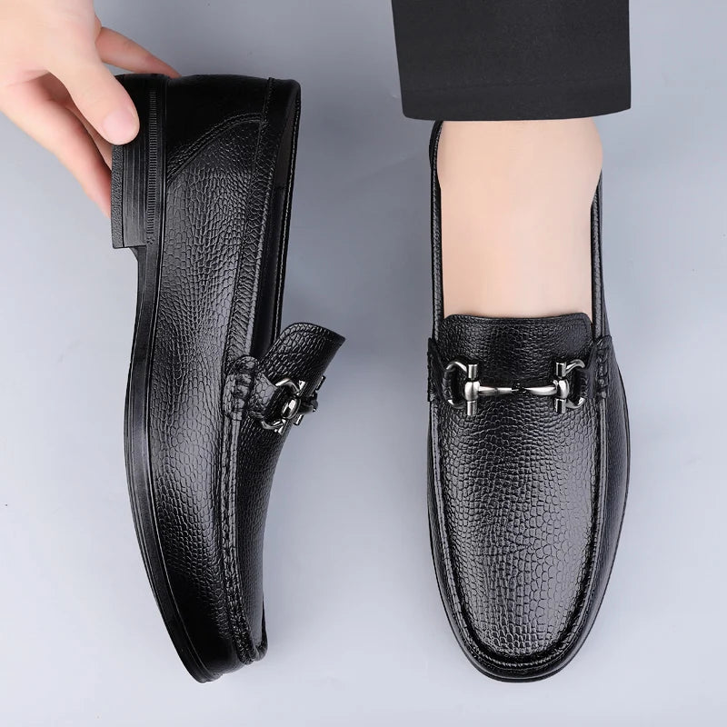 Luxury Brand Men Casual Shoes Genuine Leather  Slip on Formal Loafers Handmade Man Moccasins Italian Black Male Driving Shoes