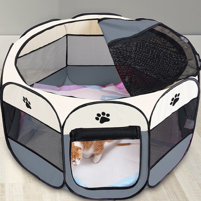 Portable perros House Large Small Dogs Outdoor Dog Cage Houses For Foldable Indoor Playpen Puppy Cats Pet Dog Bed Tent dog house Gray, 73x73x43CM