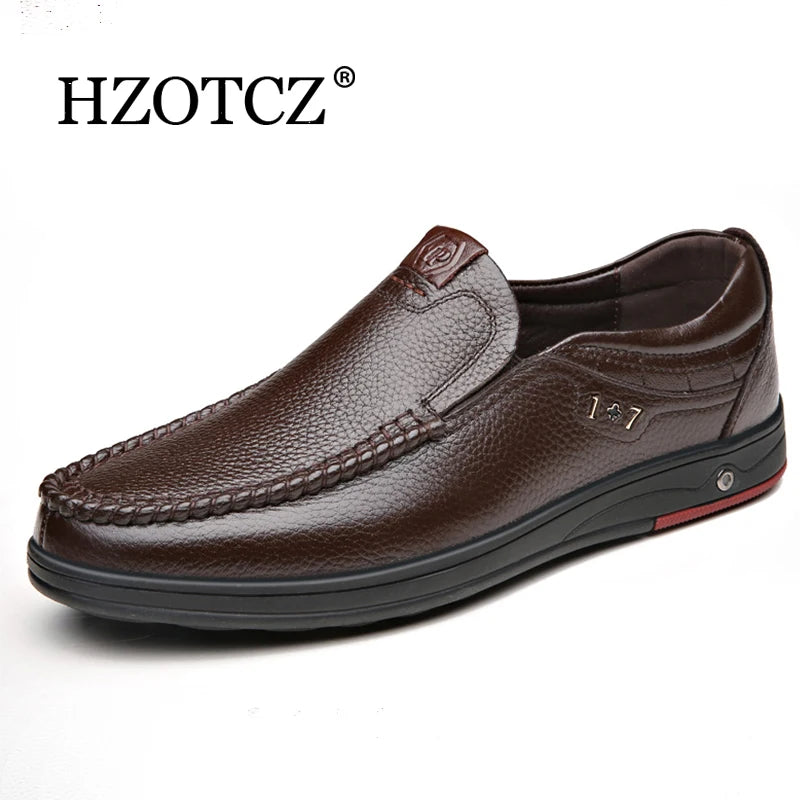 Genuine Leather shoes Men Loafers Slip On Business Casual Leather Shoes Classic Soft Moccasins Hombre Breathable Men Shoes Flats