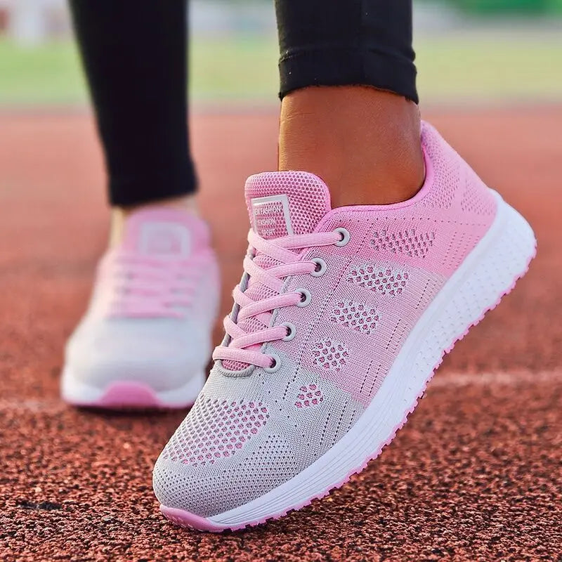 Women Casual Shoes Fashion Walking Mesh Flat Shoes For Women Sneakers Gym Women Vulcanized Shoes White Black Tennis Female