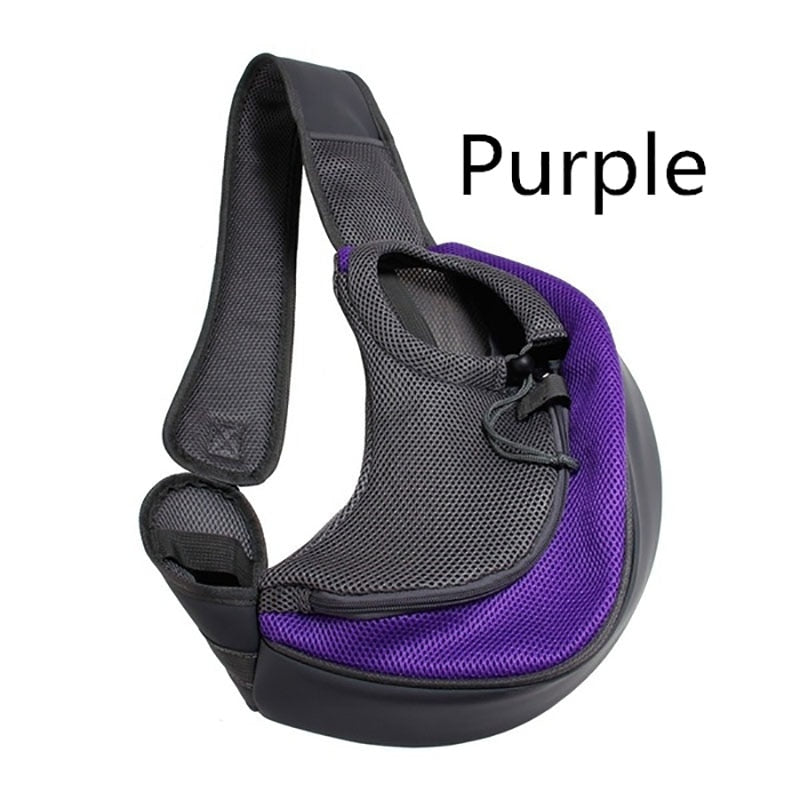 Pet Puppy Carrier S/L Outdoor Travel Dog Shoulder Bag Mesh Oxford Single Comfort Sling Handbag Tote Pouch Purple, S