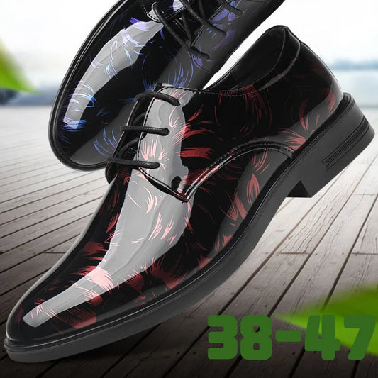 Office Men Dress Shoes Floral Pattern Men Formal Shoes Leather Luxury Fashion Groom Wedding Shoes Men Oxford Shoes Dress 38-47